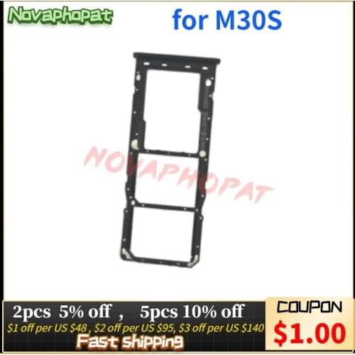 Novaphopat 10Pcs/Lot For Samsung M30S SIM Card Tray Holder M307F Micro SD Slot Socket Adapter Dual Sim Version + Tracking