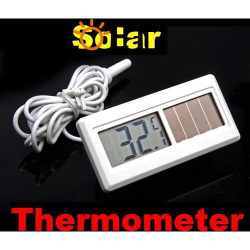 100% Brand New and High Quality Potable Solar Powered Digital LCD Thermometer -50℃ ~ 150℃ Sensor Cable 1M