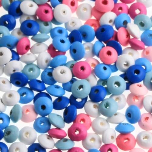 12x6mm 100pcs DIY Mixed Color Wooden Beads Flattened Small Wood Beads for Jewelry Making DIY Baby Rattle Wooden Accessories