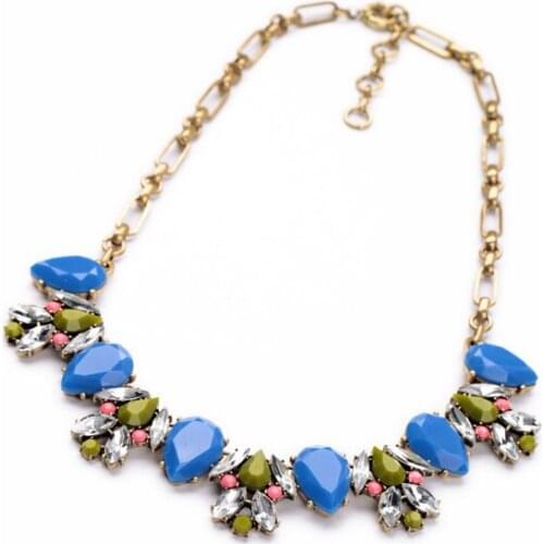 2014 New Arrival Resin Zinc Alloy Big Pronotion Chic Gold 3 Colors Graceful Teardrop Faceted Women Chokers Necklace