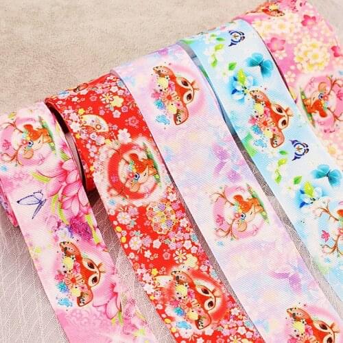 38MM Animal Flower Ribbon 10 yards DIY Handmade Material Tiara Bow Gift Packaging Clothing Accessories Bow Home Grosgrain ribbon