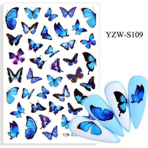 3D Stickers for Nails Self-adhesive Beautiful Blue Morpho Nail Art Decorations Line Insects Sticker Nail Foil Accessories