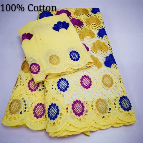 5+2Yards Swiss lace fabric 2019 latest embroidery African cotton fabrics Swiss voile lace popular Dubai style! LYF20636