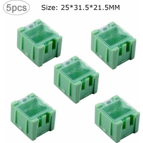 5pcs SMT SMD Electronic Components Storage Box IC Component Box Container 1# Green 25*31.5*21.5MM