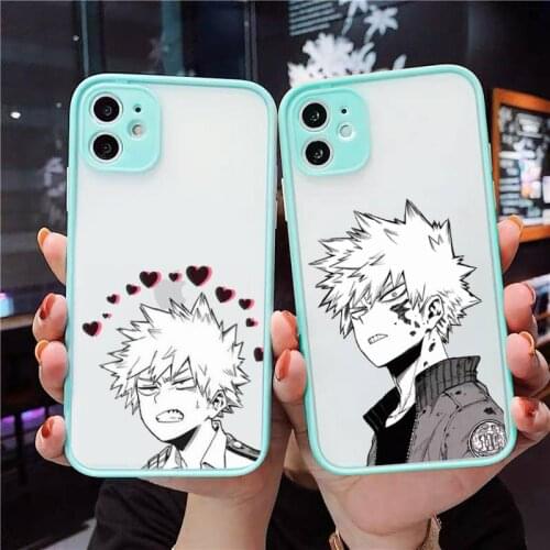 My Hero Academia Midoriya Phone Case For iPhone 12 11 Mini Pro XR XS Max 7 8 Plus X Matte transparent blue Cover