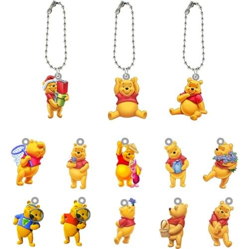 Disney Winnie The Pooh Charm Funny Good Friends Keychain Cartoon Acrylic Send Friends Keychain Fun Resin Ornaments