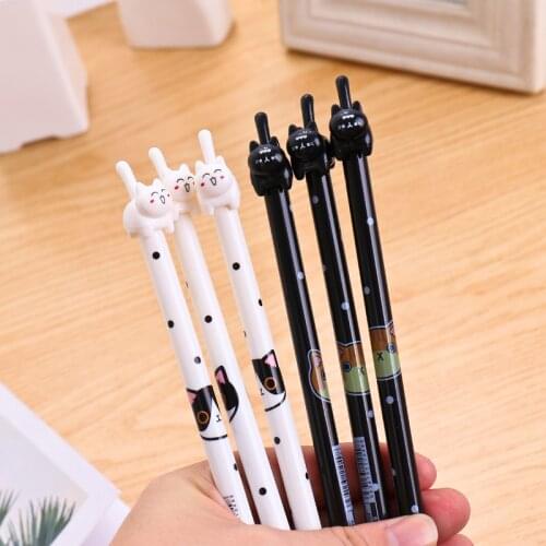 8 pcs/lot Kawaii Cat Gel Pen 0.38mm Black Ink Cartoon Cats Pens for Writing Kids Students Gift Office School Supplies
