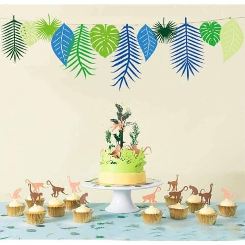 1set Plant Leaf Flamingo Fags Birthday String Chain Banner Ornaments Curtain Christmas Wedding Party Room Decor Supplies