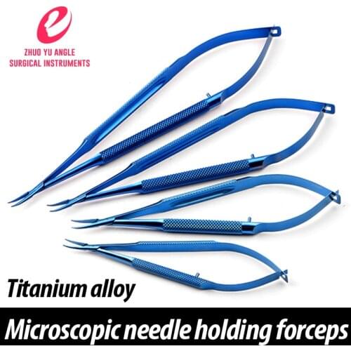Titanium Alloy Surgical Microneedle Holder Forceps Double Eyelid Cosmetic Surgery Tools Instrument Straight Head Elbow