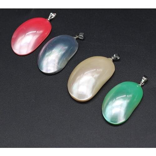 Beautiful Jewelry White Mother of Pearl Shell Pendant Art Egg Shape MOP Shell Charms DIY Ladies Necklace Jewelry Making Findings
