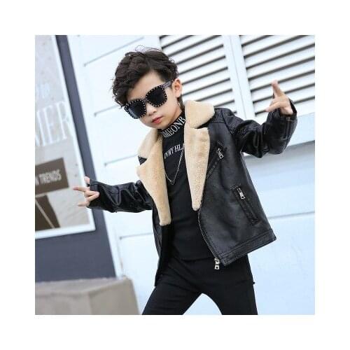 Baby Boys PU Leather Jacket 2020 Winter New Toddler Boys Casual Coats Kids Plus Velvet Warm Outwear Boys PU Jackets 2-7 Years