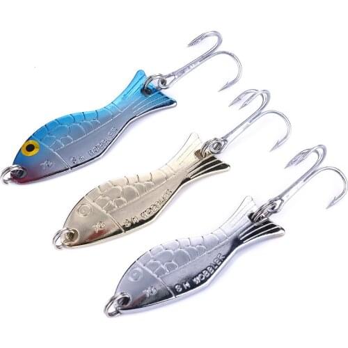 3PCS Fish Shape Metal Spoon Lure 5CM 7G Spinner Fishing Lures Bass Hard Bait Pesca Gold Silver Fishing Tackle