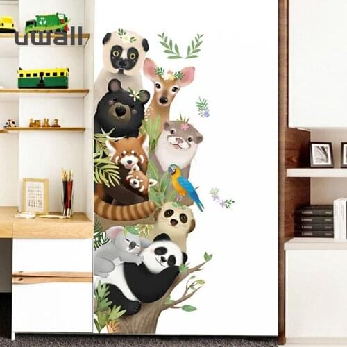 Cute Animals Wall Stickers Door Sticker Corner Decoration Self-Adhesive Home Decor Kids Room Decoration Baby Bedroom Decor