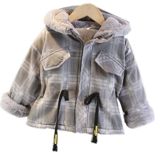 Fashion Children Plus Cashmere Clothes Autumn Winter Baby Thicken Hooded Jacket New Toddler Hooded Jacket Infant Casual Clothing