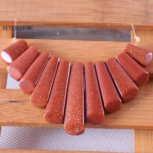 Fashion Jewelry Natural Stone Gold Sandstone Pendant Beads Group 11Pcs K054
