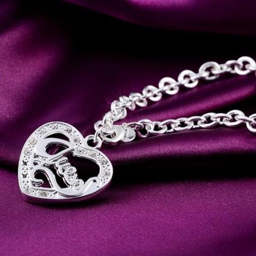 Fashion Valentines Day Gift Silver Color Brand Bracelets Heart Hollow Out Bracelet for Women Jewelry Wholesale New