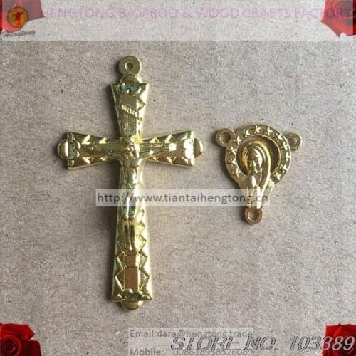 Alloy rosary part set, italy cross, religious alloy centerpiece, rosary parts with golden plating