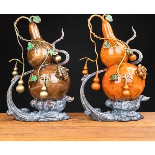 Lucky pure copper five gourd new Chinese home living room TV cabinet entrance decoration gift
