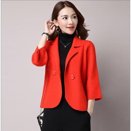 New womens wool coat short fashion girl wool jacket 2021 Spring jacket women coats outerwear ladies jackets red
