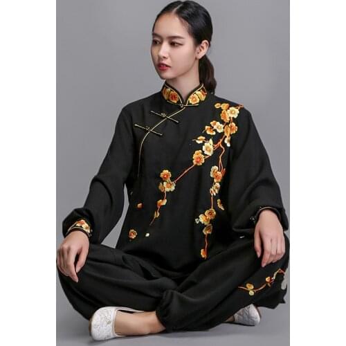 Tai Chi Clothing Kung Fu Clothes Sequin Embroidery Phenix Wushu Costume Martial Art Red Morning Sprots Tai Chi Uniform TA1877