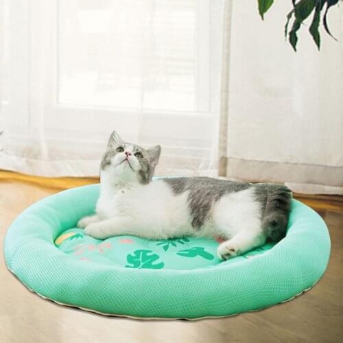 Summer Cold Pet Dog Mat Ice Pad Dog Sleeping Round Mat For Dog Cat Pet Kennel Top Quality Cooling Silk Dogs Sleeping Bed