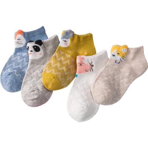 5 Pairs/Lot 1-12Y Spring Summer Children Breathable Mesh Socks Boy Girl Cotton Casual Baby Fashion Clothes Accessories