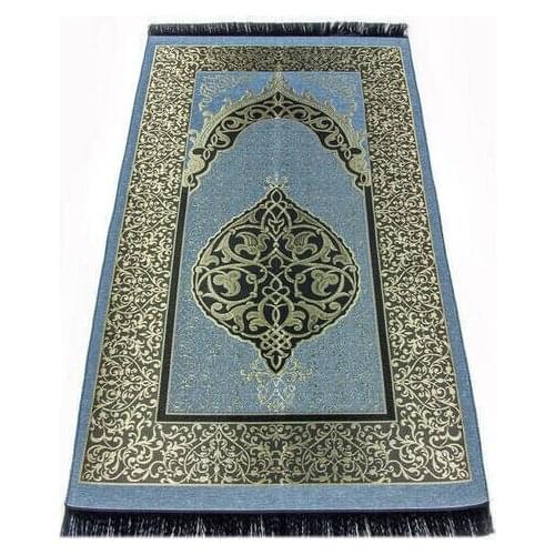 GREAT GIFT Economical Ottoman Taffeta Prayer Rug Blue Color MUSLIM PRAYER COVER EASY TO USE FREE SHİPPİNG