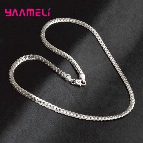 925 Sterling Silver 20 Inches 5mm Heavy Sideways Chain Necklace for Women Man Fashion Jewelry Charm Necklace Gift