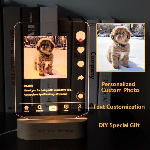 Custom Photo & Text Lamp USB Led Personality Frame Valentine Mothers Day Gifts for Women Brithday Gift for Kids Dropshipping