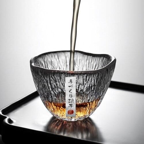 Retro Tea cup Water cup Rain falling glass household simple thickened heat-resistant tea cup hammer pattern master cup Japanese