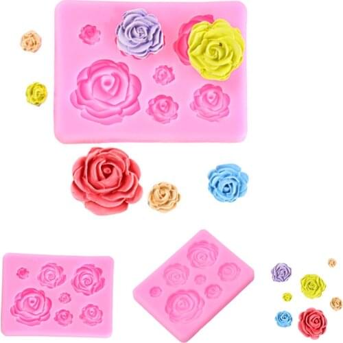 Rose Flower Shape Cake Mould For Fondant Cake Candy Chocolate Pastry Embossing Mold Kitchen Tools Pink 3D Silicone Mold