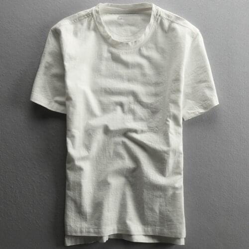 Chinese Style Summer Men Shirts Plus Size 5XL European and American Style Vintage Men Linen Shirt Ivory Brand Clothing 2020 A752