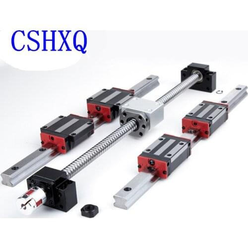 SFU1204 Ball Screw+Linear Guide HGR15 2PCS + 4PCS Linear Carriage Block HGH15CA or HGW15CC for CNC Router