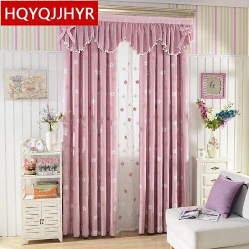 Modern fashion hot pink embroidered shade curtains for living room sheer curtains for bedroom window curtain kitchen