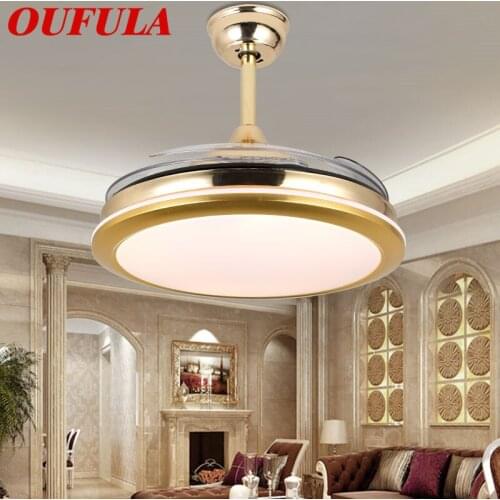 OUFULA Modern Ceiling Fan Lights Invisible Fan Blade Remote Control For Dining room Bedroom Restaurant Fashional