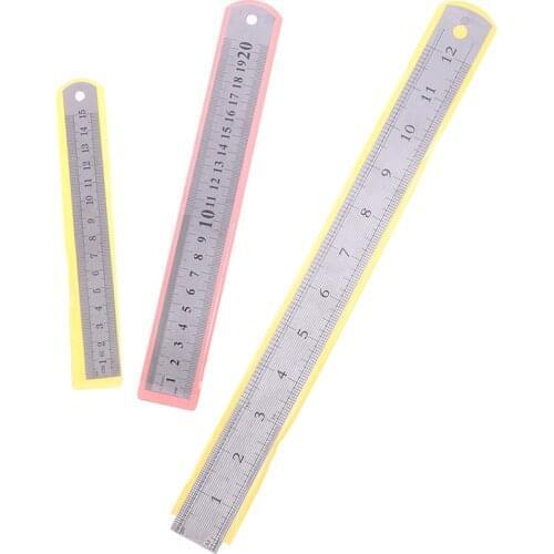 Sewing Tool Accessory 15/20/30/50cm Stainless Steel Metal Ruler Metric Rule Precision Double Sided Measuring Tool