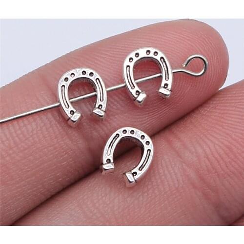 Tristana 40pcs 7x8mm Antique Silver Color Horseshoe Beads For Jewelry Making DIY Jewelry Findings