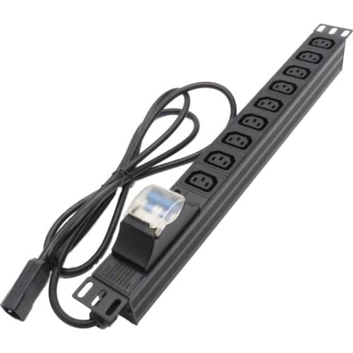 9 AC SOCKET IEC 320 C14 PDU Power Strip with Air Switch 3PIN Self-locking 19 inch Industrial Plug 2M Extension cord
