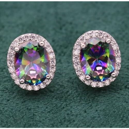 Mysterious 925 Silver Pierced Earrings For Women Birthday Wedding Jewelry Multicolor White Topaz Christmas Gift