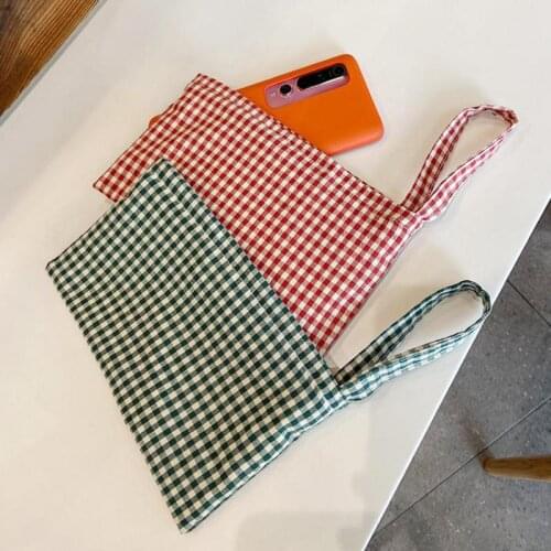 Women Plaid Flower Cosmetic Bag Portable Small Portable Lattice Storage Phone Travel Organizer Wash Purse Make Up Cosmetic Pouch