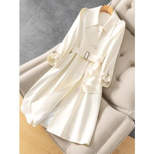 2021 Autumn New Korean Loose Fashion Windbreaker Womens Mid Long Autumn Dress Over the Knee Atmosphere Fashion Temperament Coat