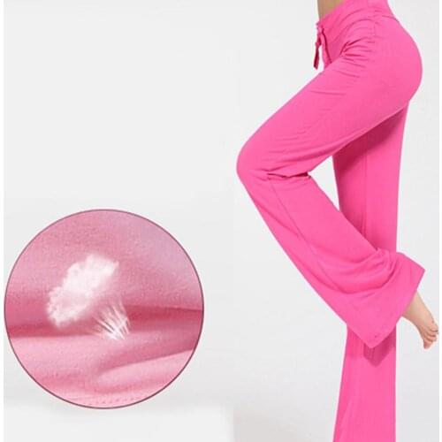 Women Solid Color High Waist Drawstring Wide Leg Long Pants Yoga Dance Trousers