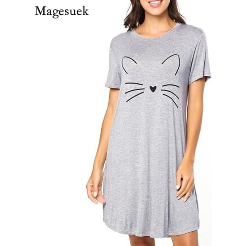 New Arrival Short Sleeve Summer Dress Women Cotton Loose Black Dress Female Cute Cartoon Print Dresses For Women Vestidos 12414