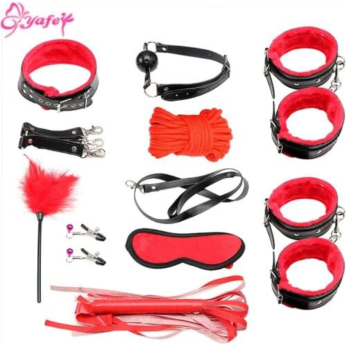 10PCS/set Leather bdsm bondage Restraints Adult Games Sex Toys for Couples Woman Slave Game SM Sexy Erotic Toys Handcuff Leather