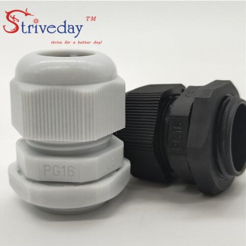10pcs/lbag White Black PG16 Nylon cable gland Wiring Accessories LED cable connector waterproof Gland