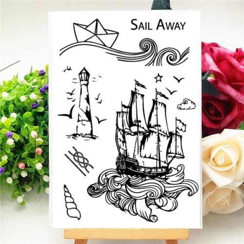 11x16CM Pirate ship Transparent Seal Clear Stamps Silicone Seal Roller Stamps DIY Scrapbook Album / Card Production Easter