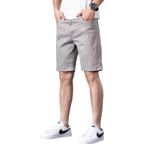 2021 New Summer Solid Cotton Casual Shorts Men Classic Knee Length Short Pants Plus Size Straight Chino Shorts Blue Khaki Black
