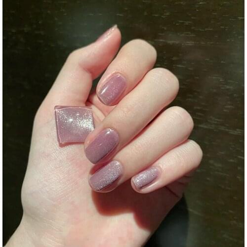 24pcs Taro Purple Nail Patch Glue Type Removable Short Paragraph Fashion Manicure Save Time False Nail Patch DL