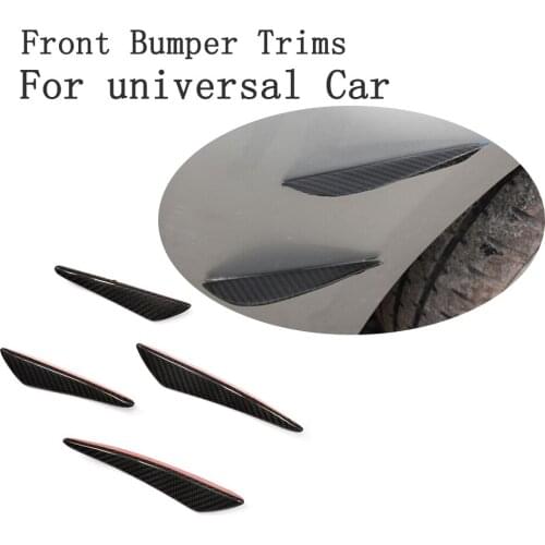 4PCS Universal Carbon Fiber Front Bumper Trim Decoration Fins Car Trunk Sticker For Audi A3 For BMW E46 F30 For Golf For Peugeot