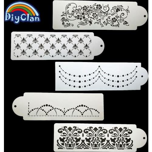 5 Plastic DIY Flower Cake Stencils Cupcake Decorating Template Mold Baking Accessories For Diy Scrapbooking Decorative Stencils